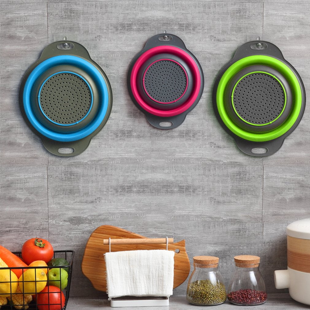 Gimgong Collapsible Silicone Colander, Round Food Strainers, 2 Pcs 4 Quart and 1 Pcs 2 Quart, Set of 3 (green,blue, p... - Image 3