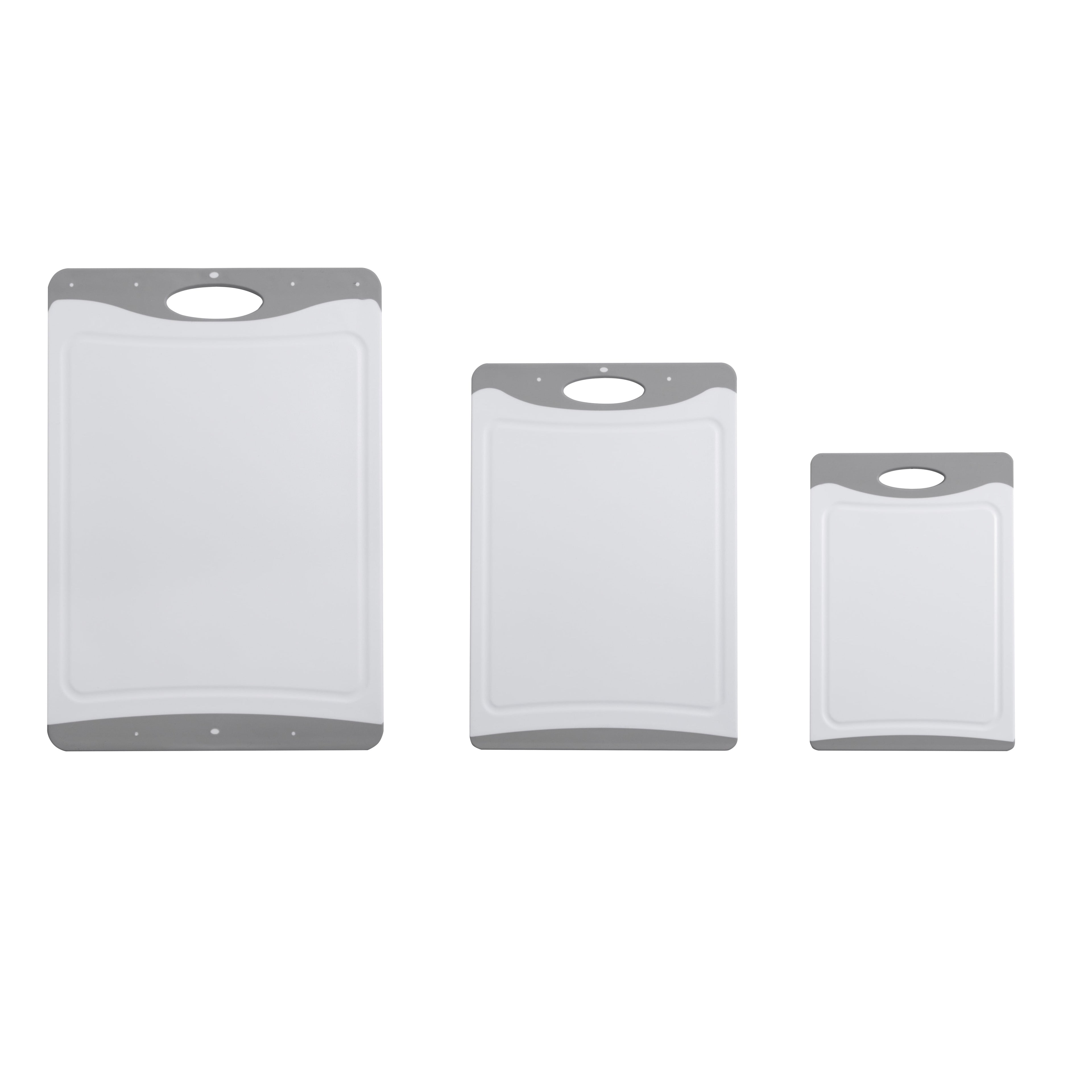 Mainstays 3-Piece Non-Slip Poly Cutting Boards, 50% Recycled PP, 16.9"x 11.8", 13.7" x 9.5", 11.4" x 7.9", White&Silv... - Image 3