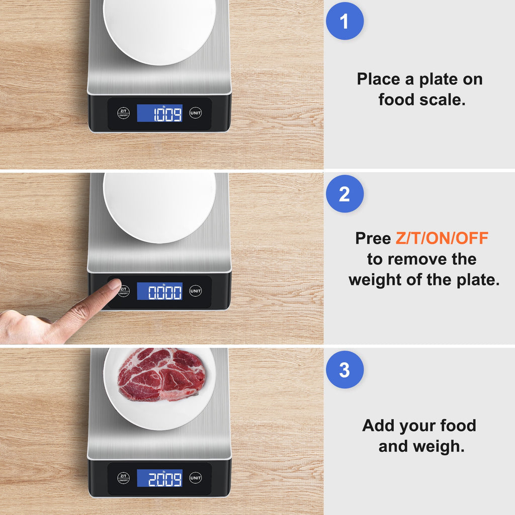 Food Scale, Kitchen Scale, MULISOFT Food Scales for Kitchen, LCD Display in Grams, Ounces, Pounds, Kilogram, Millilit... - Image 5
