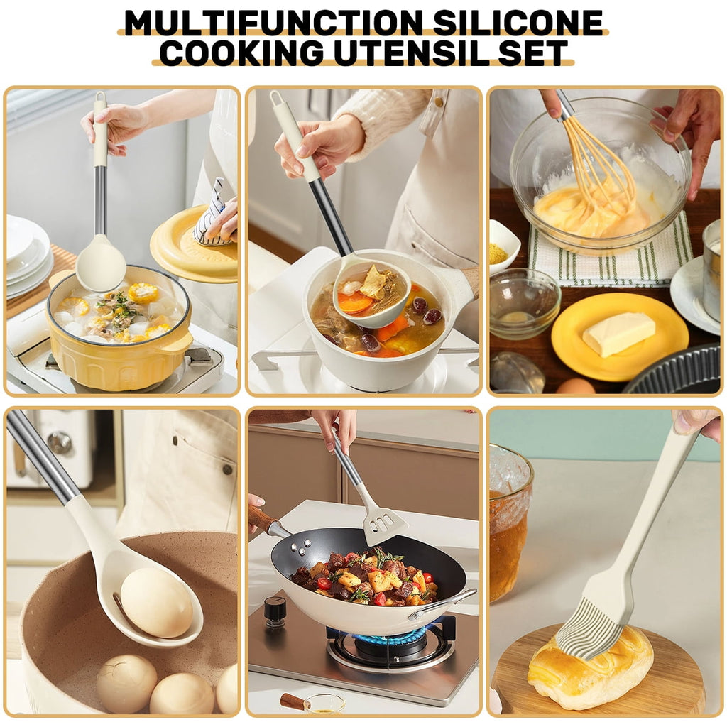 GPED Silicone Cooking Utensil Set, 30 Pcs Kitchen Utensils Set with Stainless Steel Handle, Food Grade Silicone Spatu... - Image 5