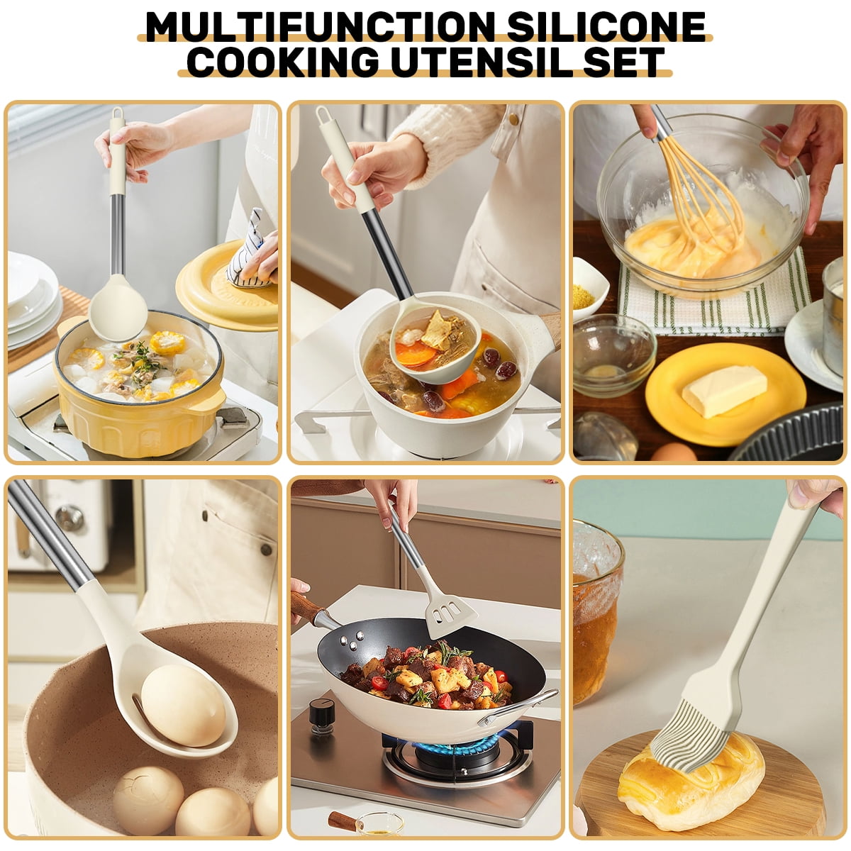 GPED Silicone Cooking Utensil Set, 30 Pcs Kitchen Utensils Set with Stainless Steel Handle, Food Grade Silicone Spatu... - Image 5
