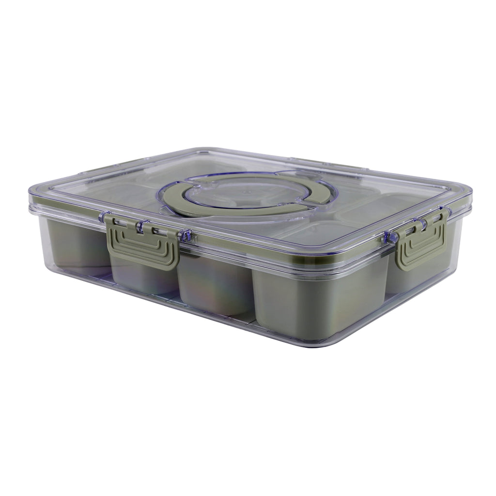 8-Compartment Snackle Box, Charcuterie and Snack Container, Divided Serving Tray with Lids and Handle, Dishwasher Saf... - Image 3