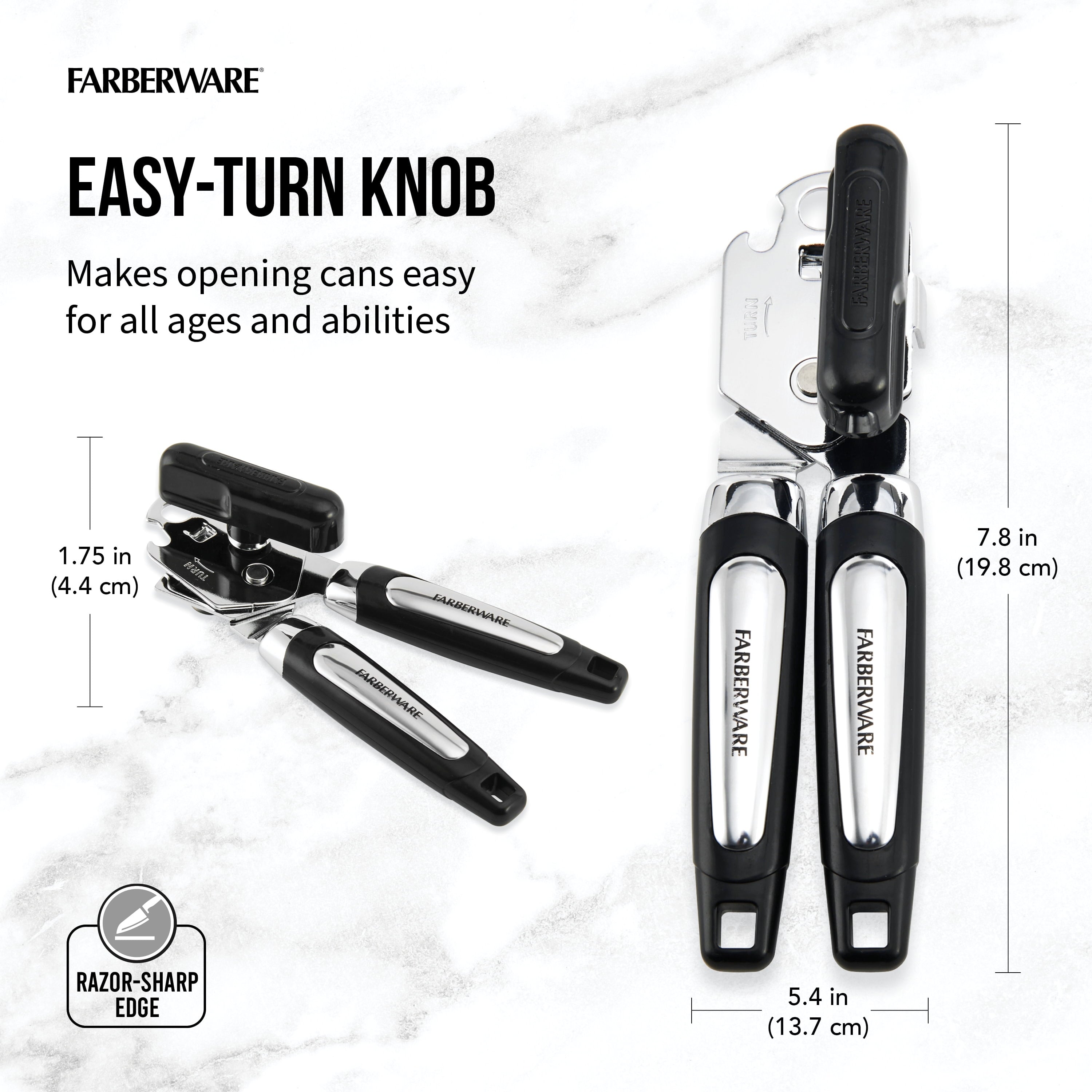 Professional Can Opener with Built in Bottle Opener in Black - Image 4