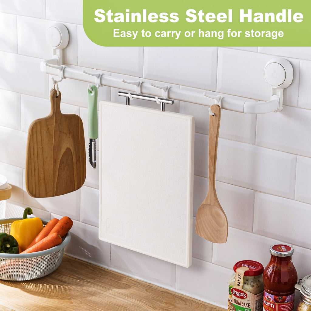 TINANA Stainless Steel Cutting Board: 16x10 inch Double-Sided, PP Chopping Boards with Stainless Steel Handles - Image 6