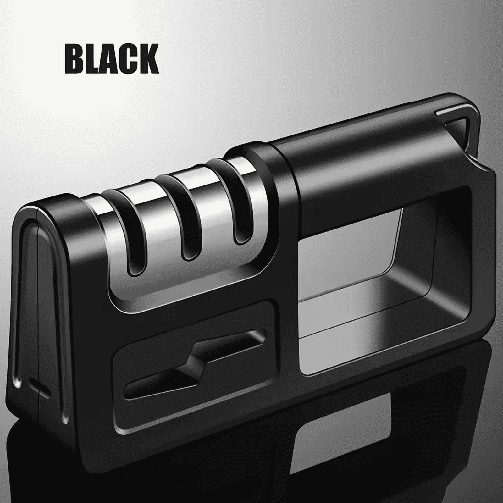4in1 Knife Sharpener, 3 Stage Manual Sharpener for Sharpening Kitchen Knives 1 Stage for Scissors- Ceramic Stone, Tun...