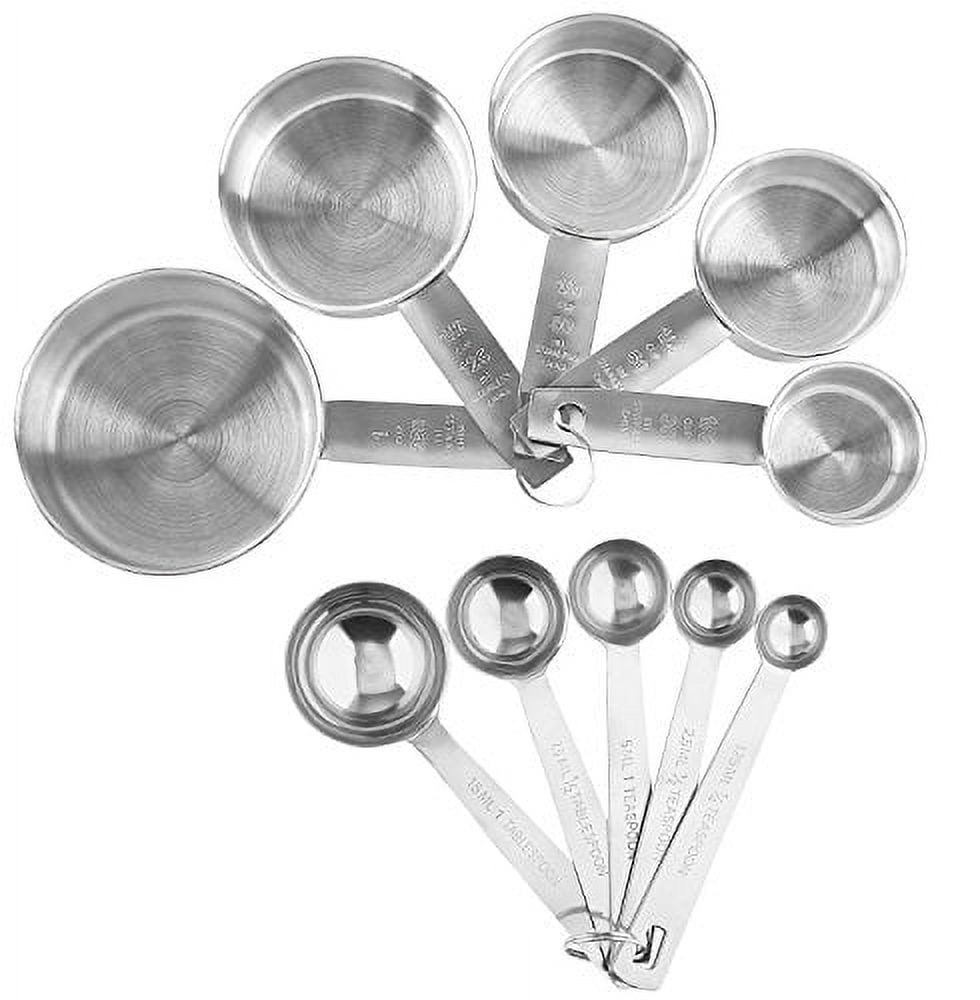 Laxinis World Stainless Measuring Cups And Measuring Spoons 10-Piece Set, 5 Cups And 5 Spoons - Image 5