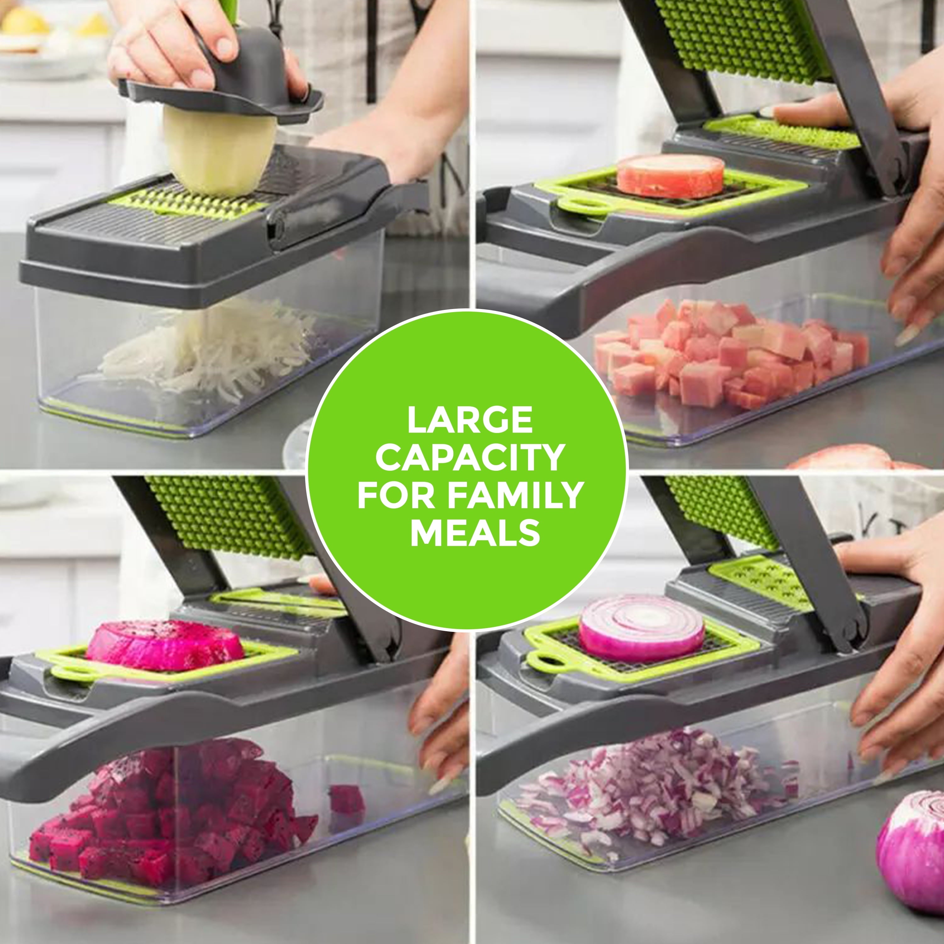 13-in-1 Vegetable Chopper & Slicer - Multifunctional Onion Chopper with 8 Blades, Colander Basket & Container | Mini ... - Image 6