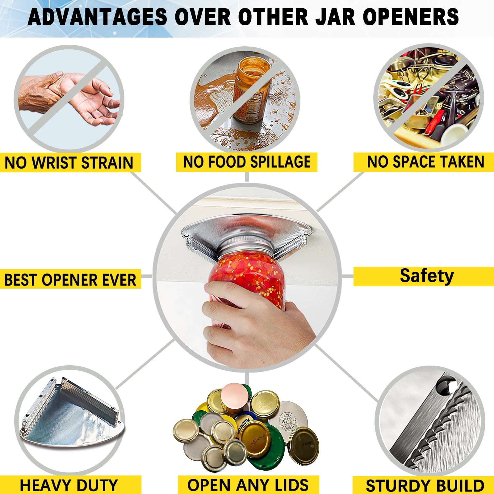 Latest Stainless Steel Jar Openers for Seniors, Under Cabinet Jar Opener Tool for Weak Hands, Under Counter Jar Lid C... - Image 4