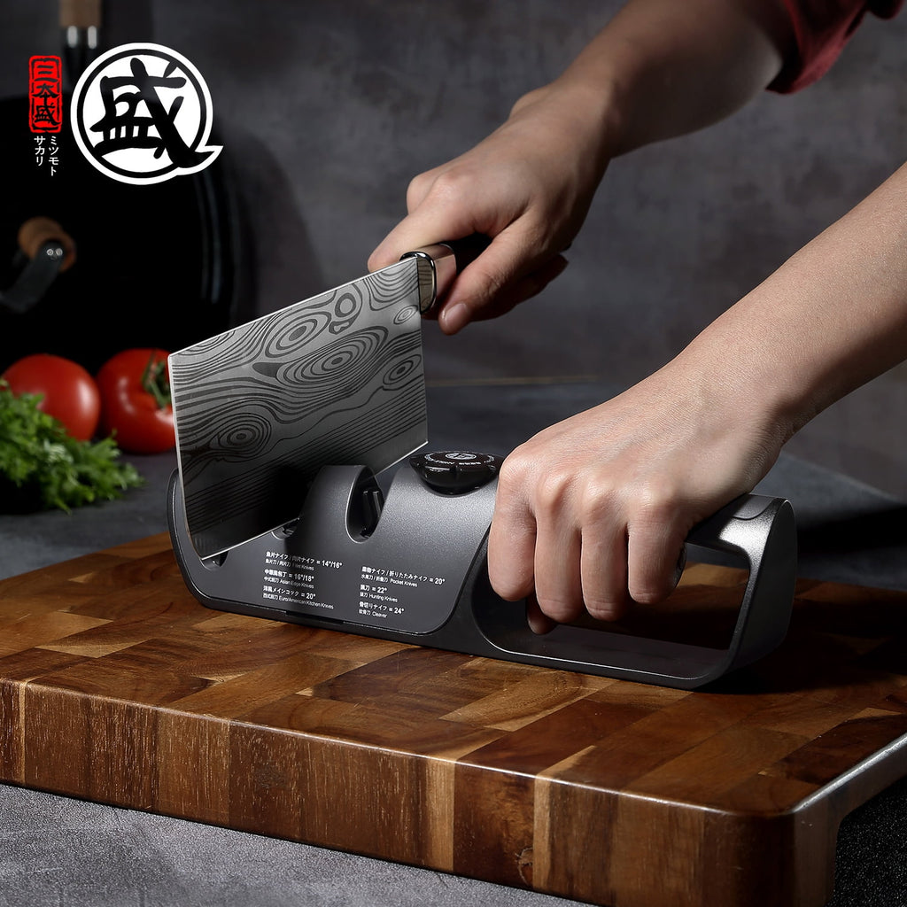 MITSUMOTO SAKARI Knife Sharpener, Japanese kitchen Knife Sharpener with Adjustable Angle Knob - Image 6