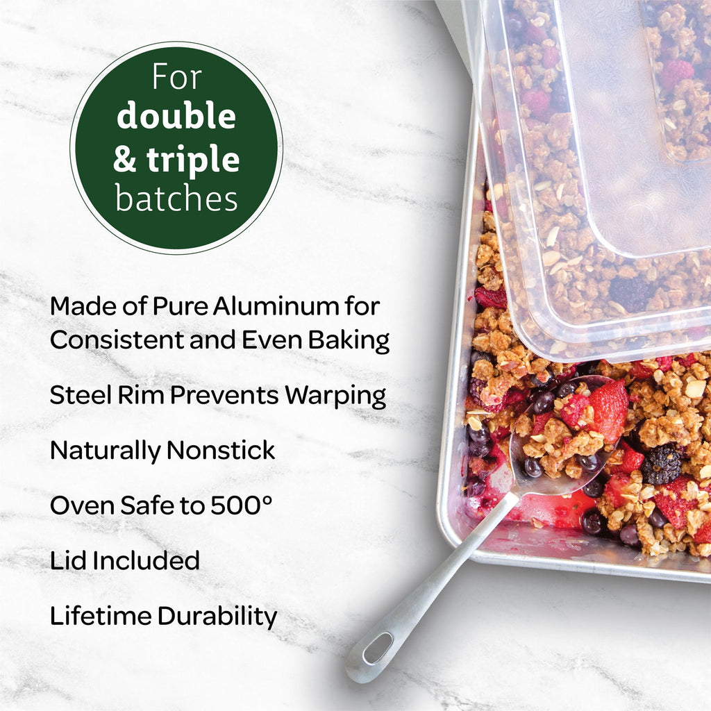 Naturals 2 Piece Aluminum Bakeware Set with 13” x 18” High Sided Half Sheet Pan and Lid - Image 2