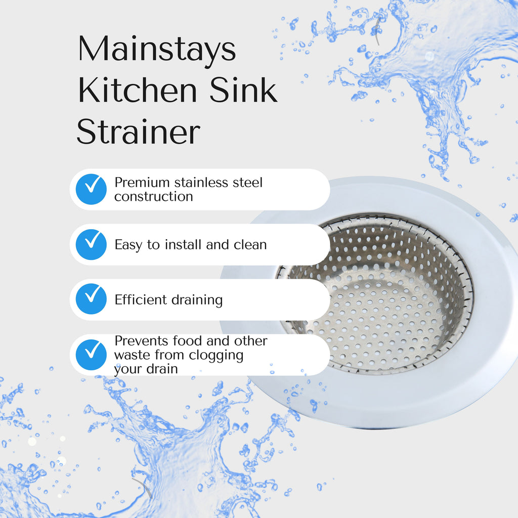 Mainstays Stainless Steel Kitchen Sink Drain Strainer 4.45" - Durable Food Catcher Chrome - Image 3