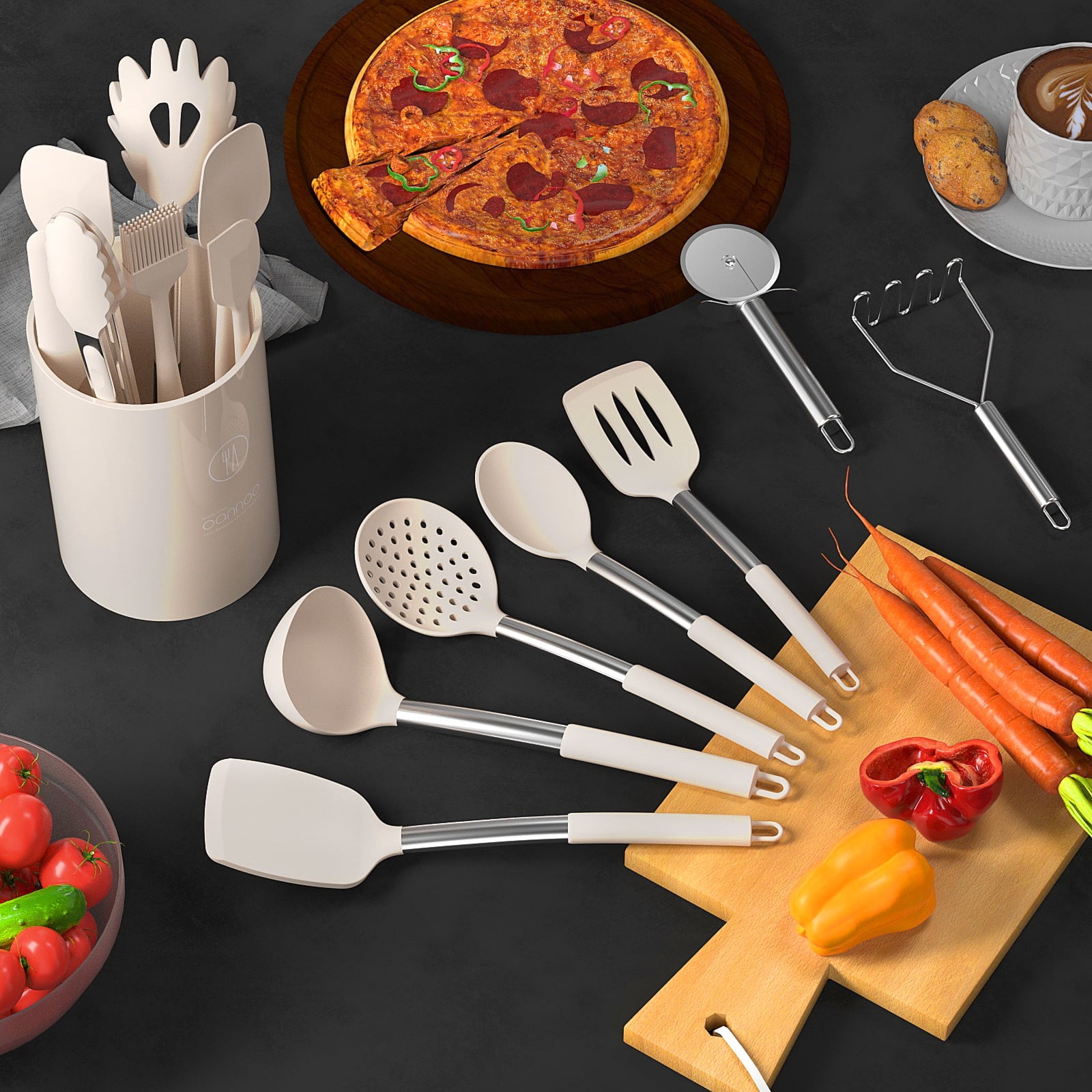 Silicone Cooking Utensils Set - Heat Resistant Silicone Kitchen Utensils for Cooking, Kitchen Utensil Spatula Set,BPA... - Image 6