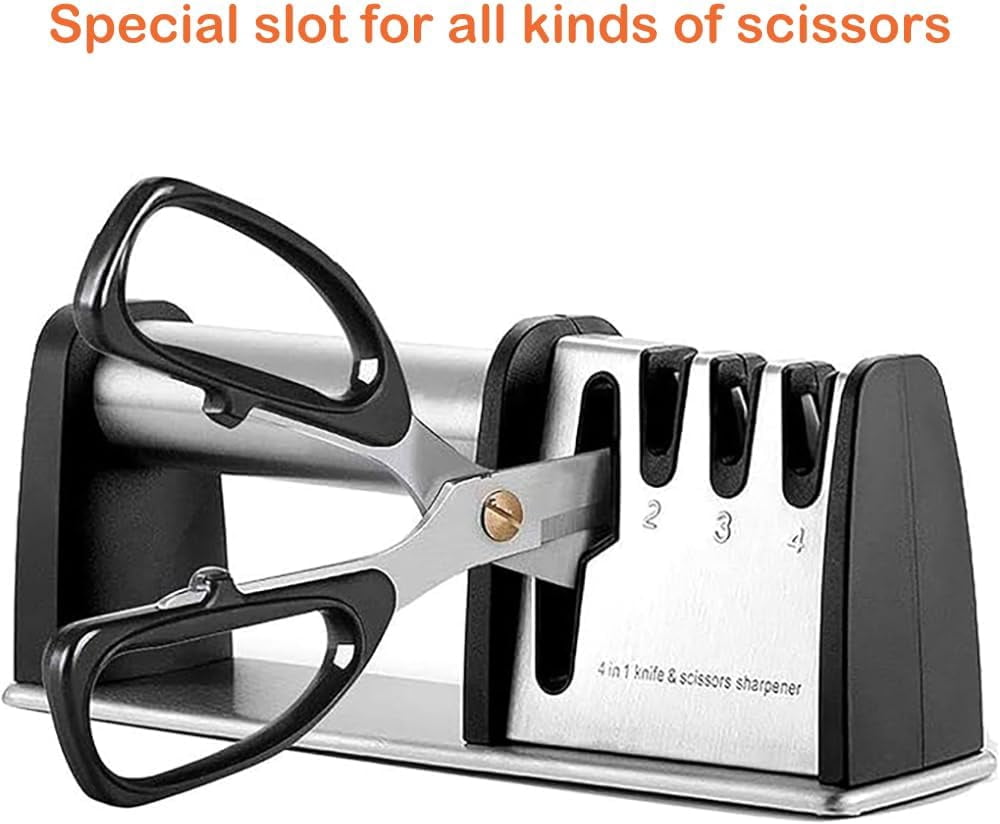 4-in-1 Professional Knife and Scissors Sharpener, Manual Kitchen Sharpening Tool, 8.5 Inch Length - Image 5