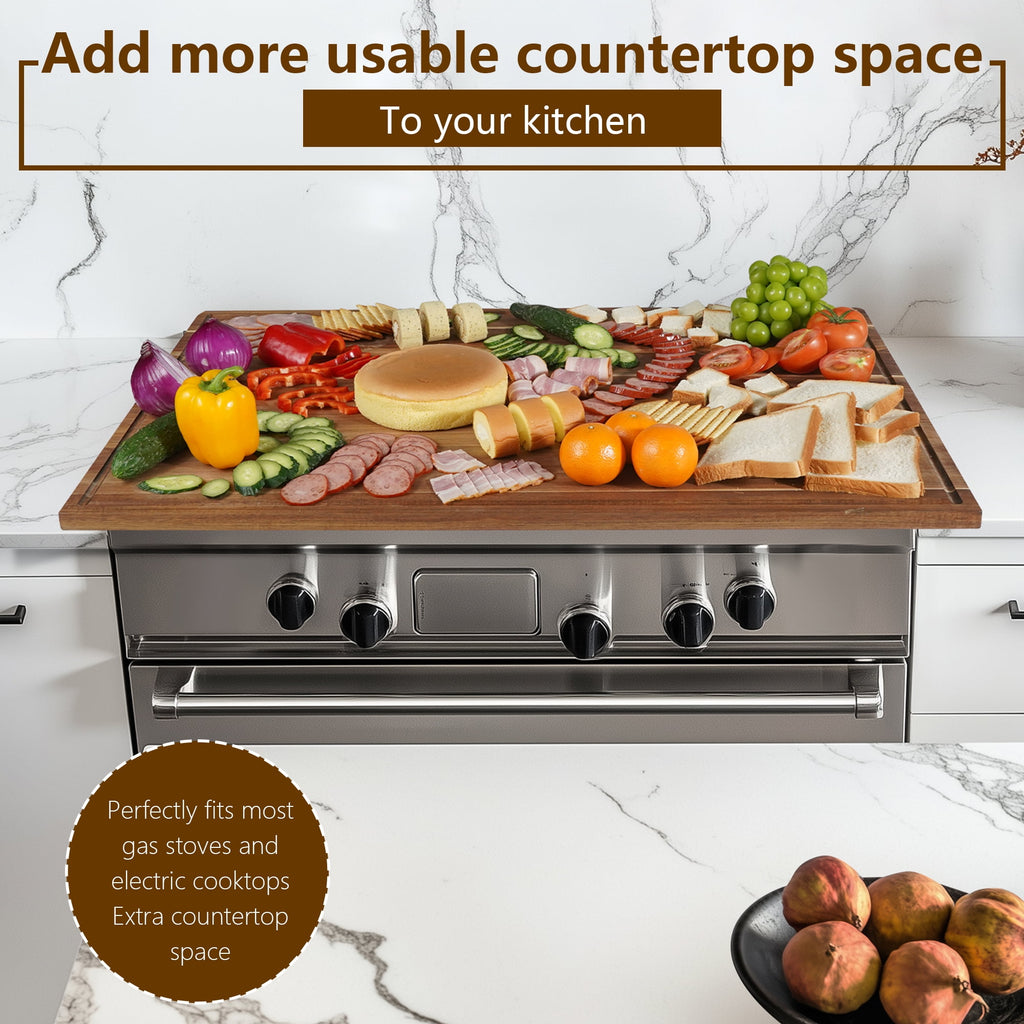 Sentsu 36x24 Extra Large Acacia Wood Cutting Boards with Juice Groove and Handles, 5XL Stove Top Cover Thick Heavy Du... - Image 2