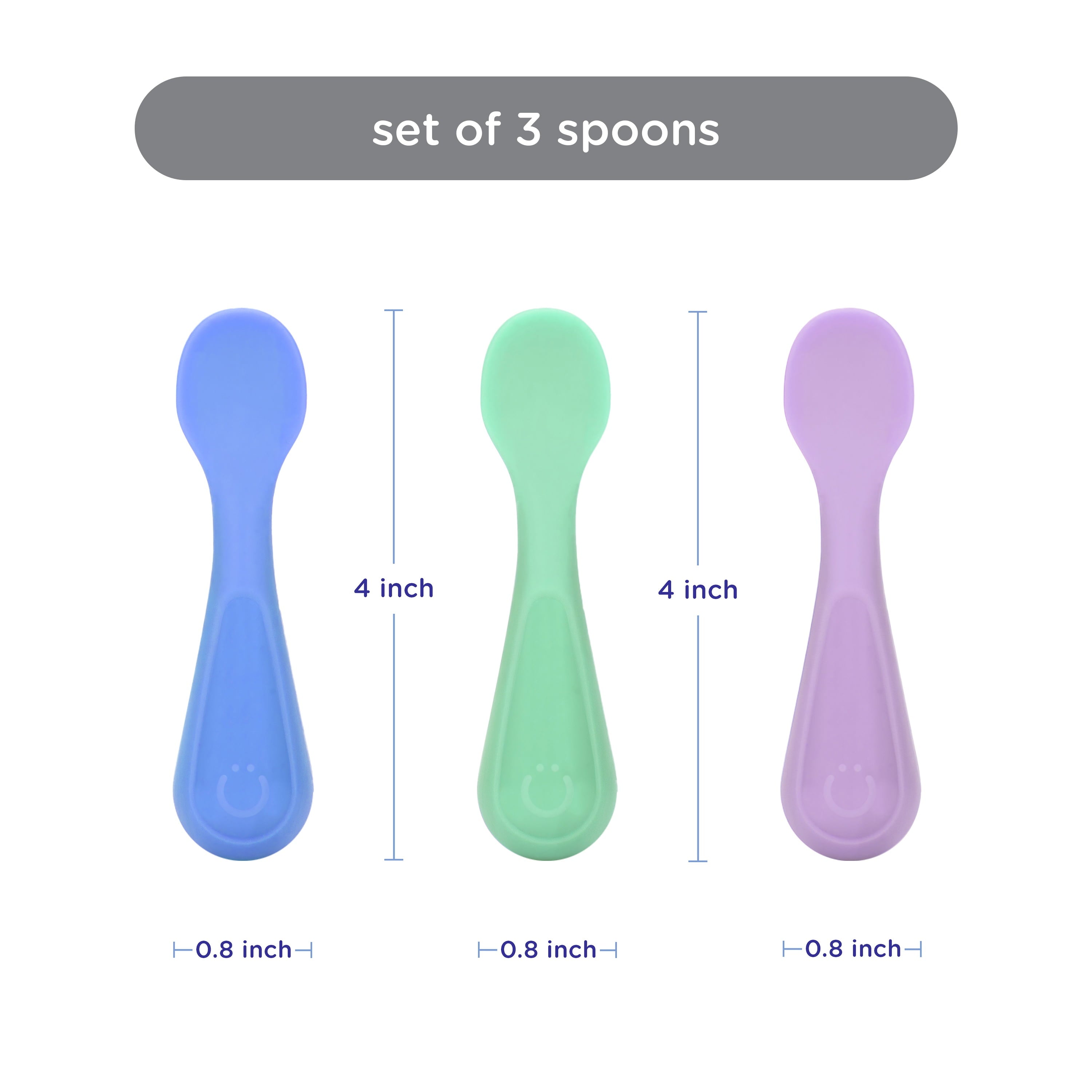 Ubbi Silicone Toddler Training Spoons, Baby, Silicone Flatware Sets, 3 Pack - Image 2