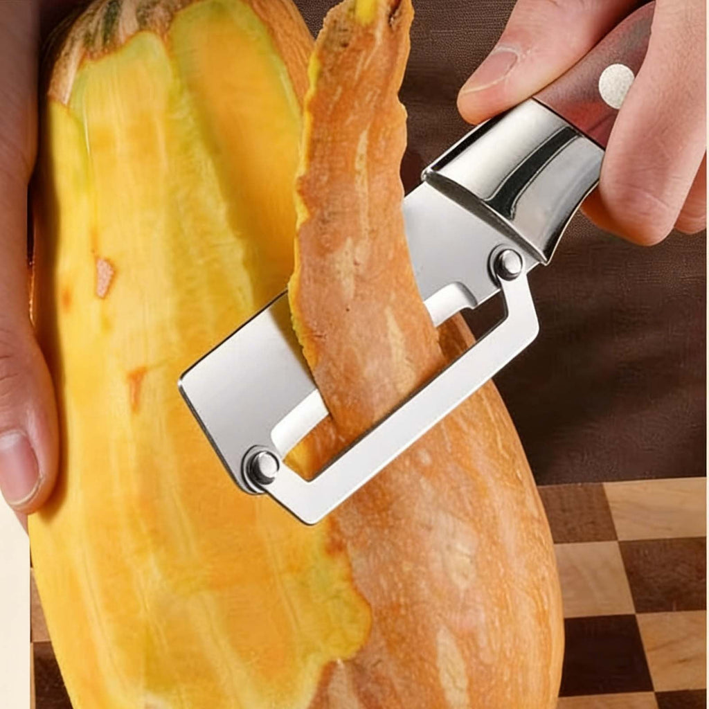2026 New Zero Snag Wooden Kitchen Tool, 2-in-1 Multifunctional Stainless Steel Vegetable Handle Peeler with Built-in ... - Image 4