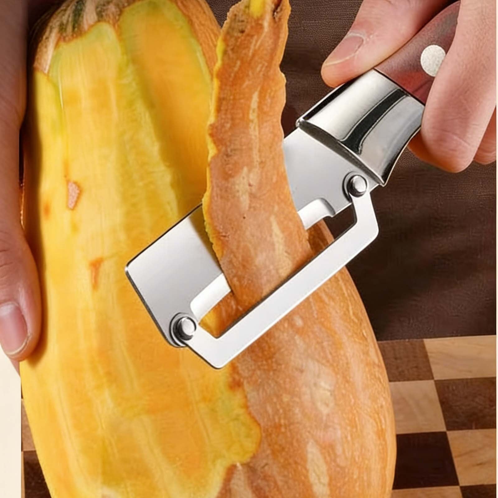 2026 New Zero Snag Wooden Kitchen Tool, 2-in-1 Multifunctional Stainless Steel Vegetable Handle Peeler with Built-in ... - Image 4