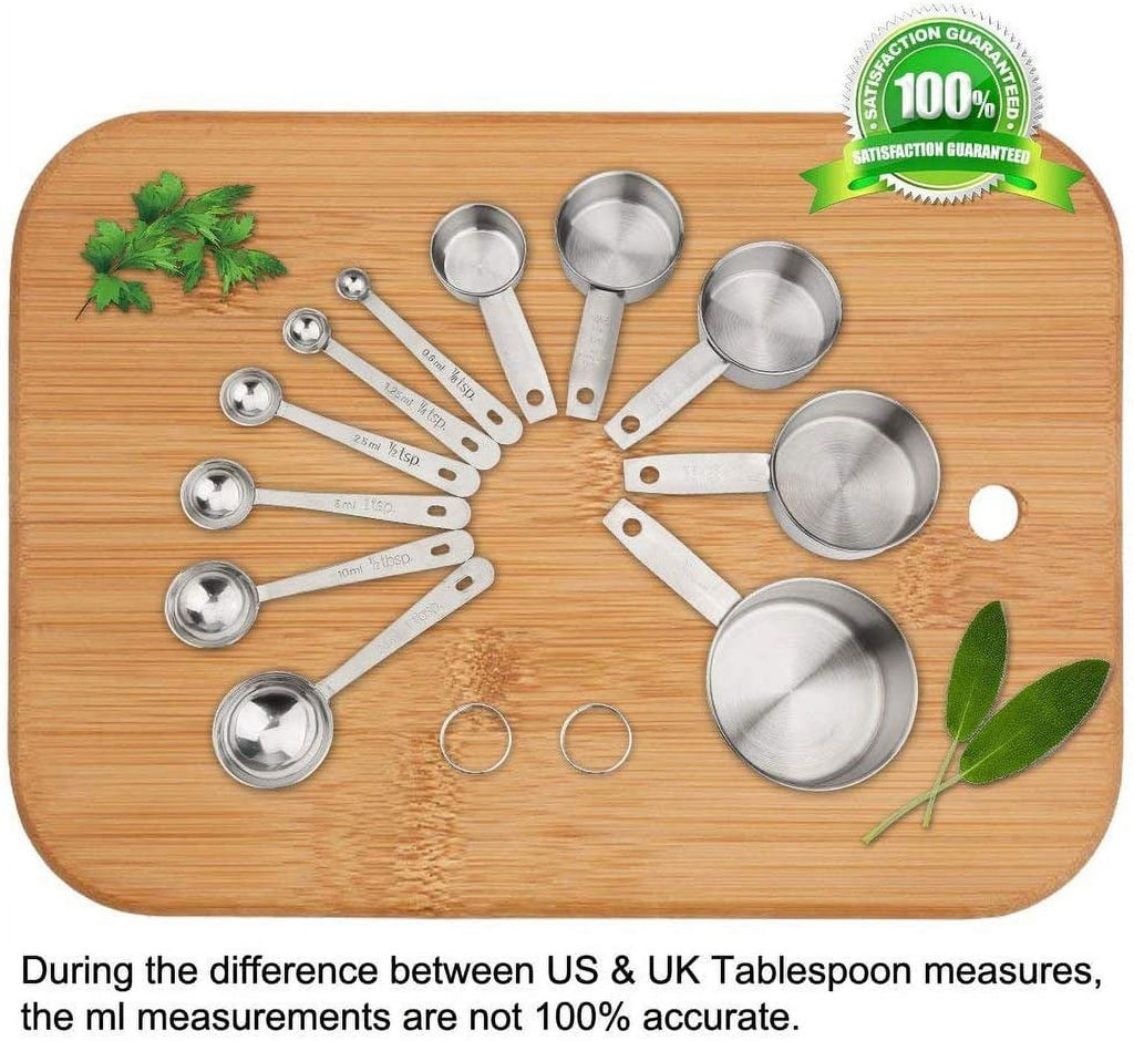 Square 13-Piece Stainless Steel Measuring Cups and Spoons Set, 5 Stainless Steel Measuring Cups,6 Stainless Steel Mea... - Image 6