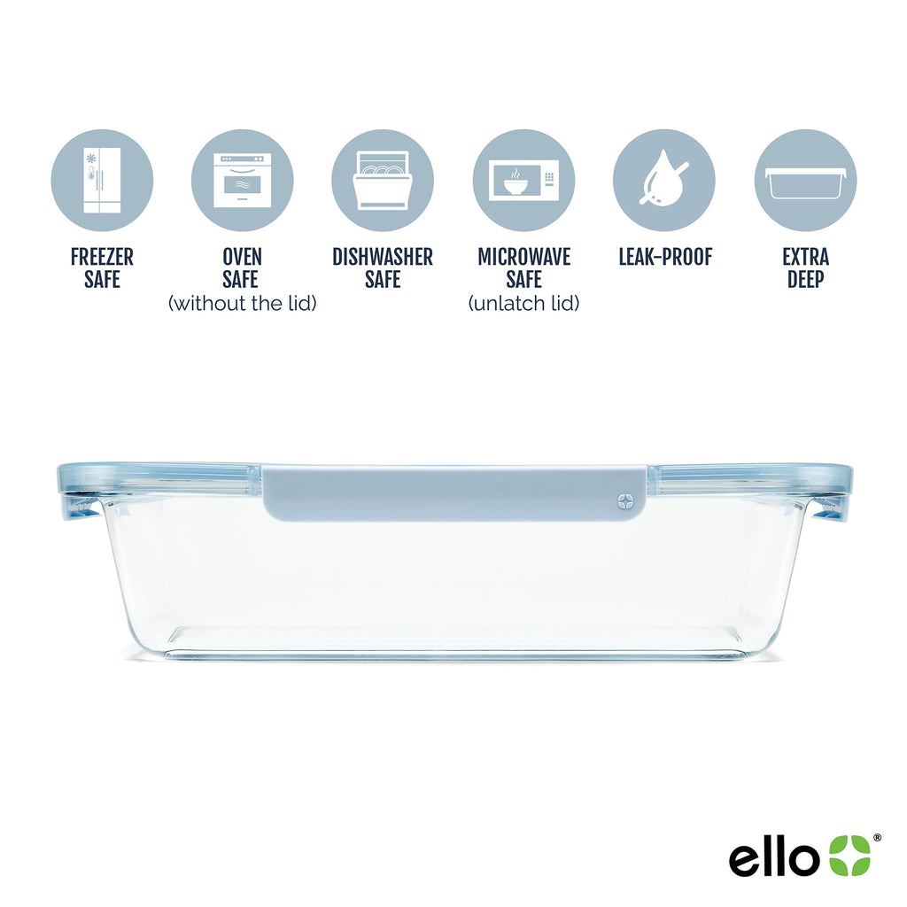 Ello Color Lock Glass 9x13 Deep Bakeware Dish, Windy Blue - Image 3