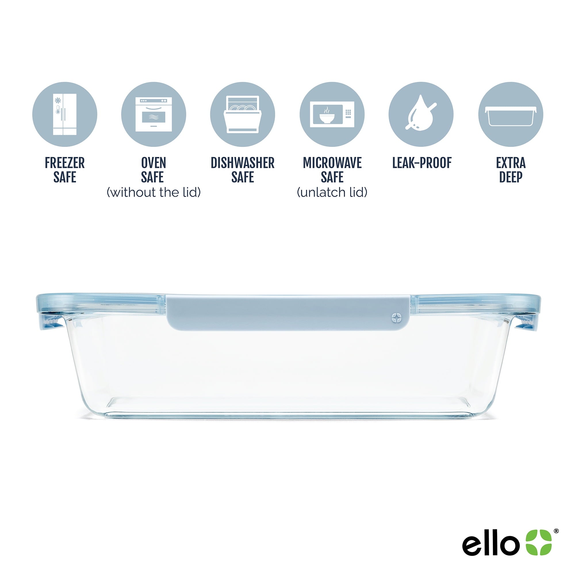 Ello Color Lock Glass 9x13 Deep Bakeware Dish, Windy Blue - Image 3