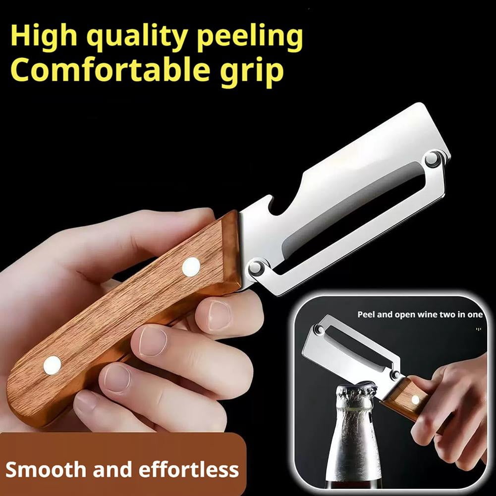 Multi-Functional Vegetable Peeler, Ultra-Sharp Stainless Steel Blade with Ergonomic Wood Handle, Kitchen Peeler for F... - Image 3