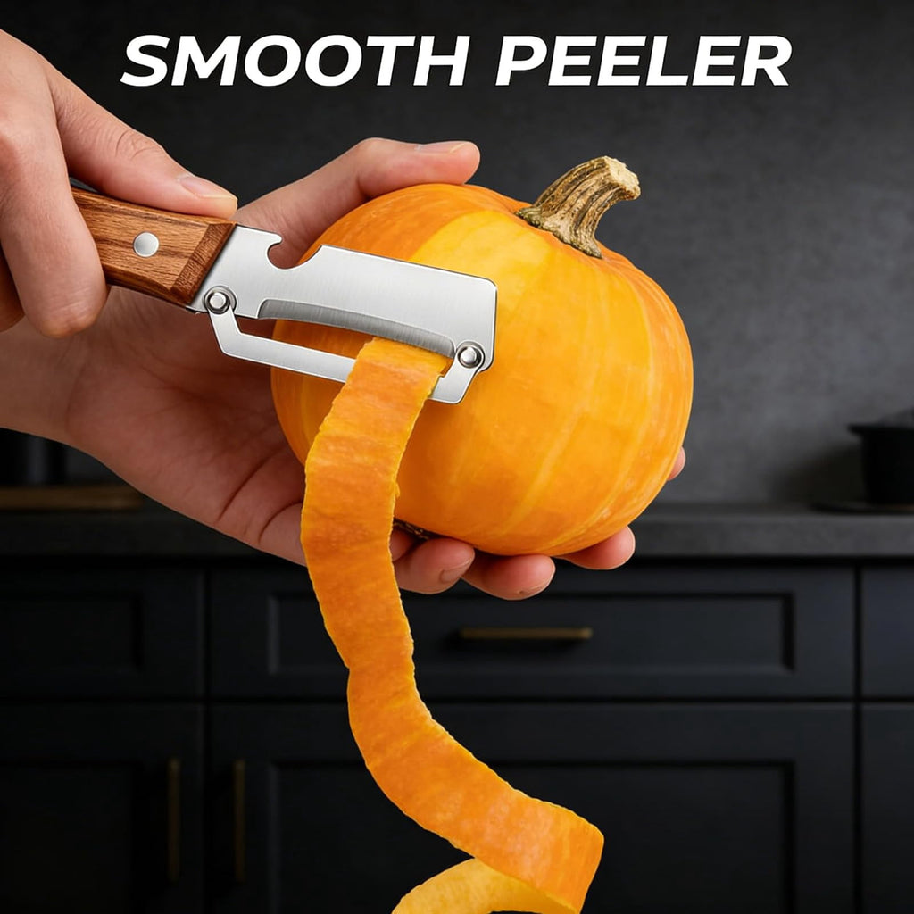 Zero Snag Wooden Kitchen Tool, Smooth Glide Vegetable Peeler with Stainless Steel Blade and Built-In Bottle Opener fo... - Image 6