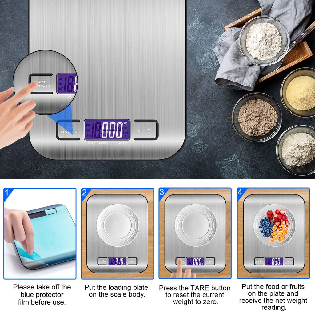 Digital Food Scale, 22lb Kitchen Scales Grams and Ounces for Weight Loss, Baking, Cooking, Keto and Meal Prep, with L... - Image 5