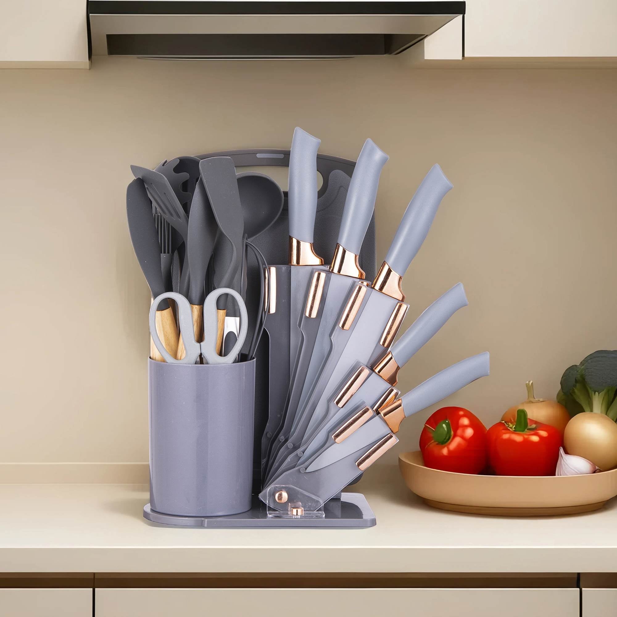HEESEM 19-Piece Silicone Kitchen Utensil & Knife Set - Heat-Resistant Cooking Tools Non-Stick Safe Gift for Mom or Wo... - Image 2