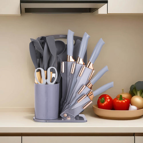 HEESEM 19-Piece Silicone Kitchen Utensil & Knife Set - Heat-Resistant Cooking Tools Non-Stick Safe Gift for Mom or Wo... - Image 2