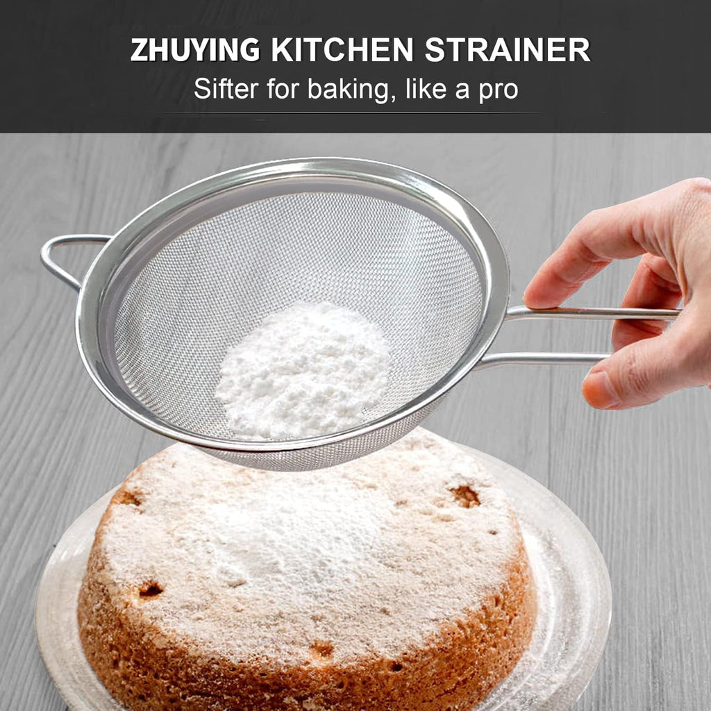 ZHUYING Fine Mesh Strainer 4PCS, Versatile Kitchen Strainer with Handle - 7", 5", 3.3", 2.8" Sieve Fine Mesh Stainles... - Image 4
