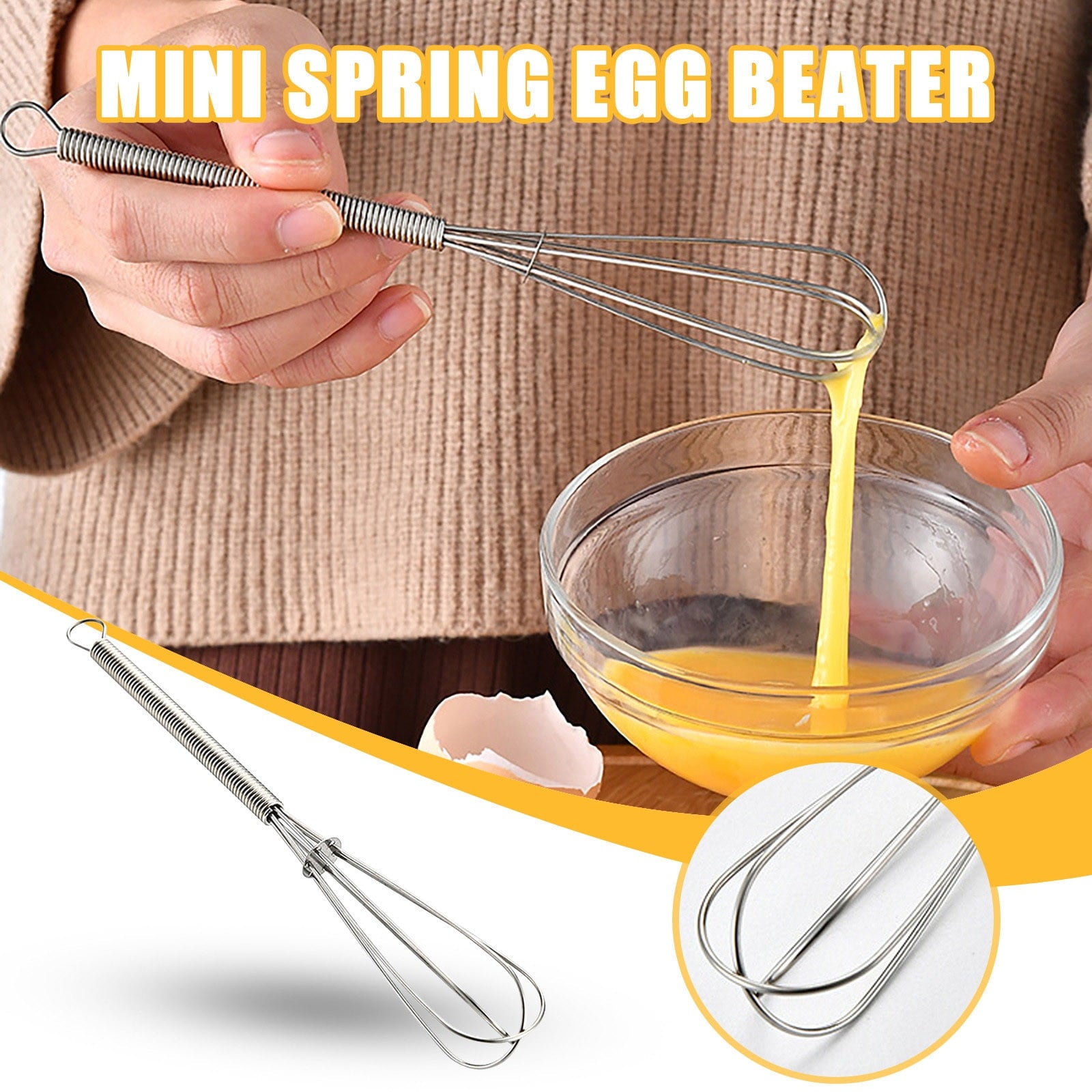 Summercome Stainless Steel Whisk, 7" Kitchen Whisk Balloon Whisk, Kitchen Wisk, Wire Whisks for Cooking Whisking Blen... - Image 3