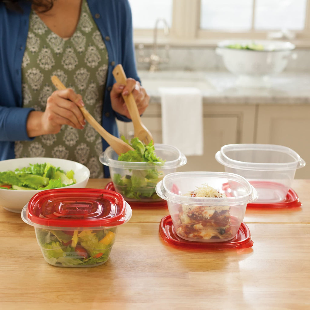 Rubbermaid TakeAlongs 5.2-Cup Deep Square Food Storage Containers, Ruby Red, 4 pack - Image 3