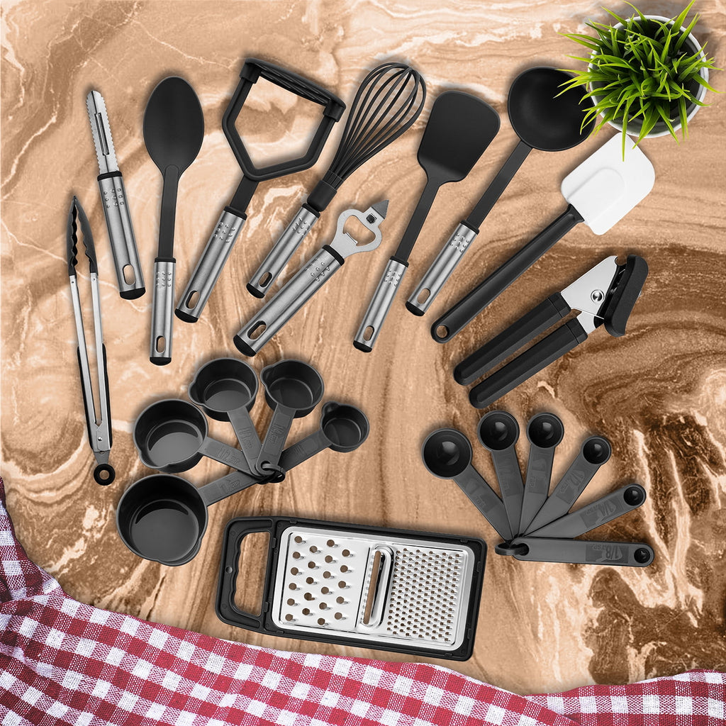 Lux Decor Collection 23 Piece Kitchen Utensils Set - Nylon and Stainless Steel Cooking Utensils Set - Black Utensil K... - Image 2