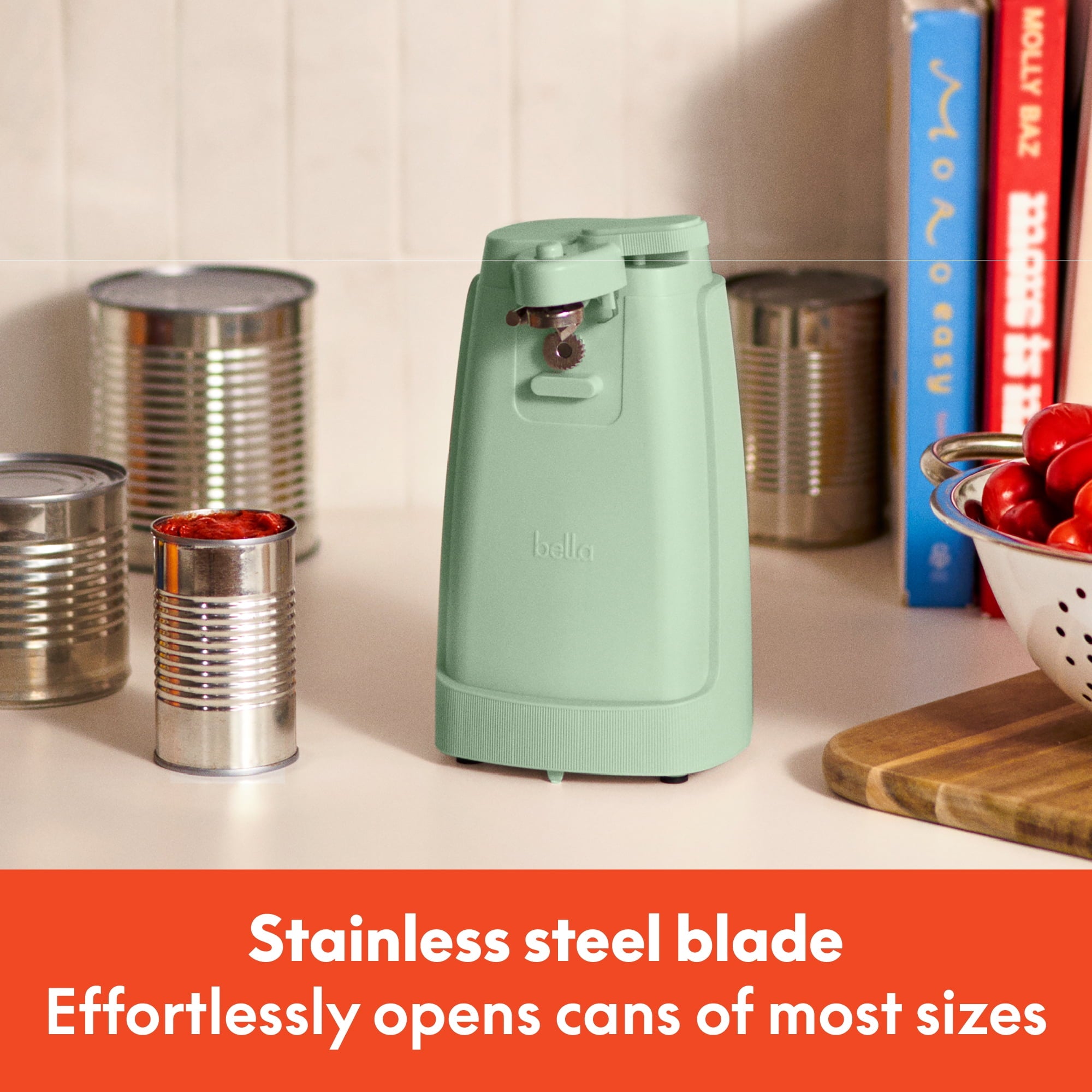 Electric Can Opener with Stainless Steel Cutting Blade and Cord Storage, Seaglass - Image 5