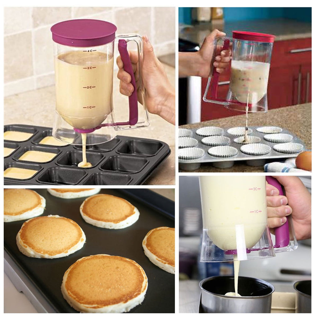 Jetcloudlive 900ML Batter Dispenser Pancake Cupcake Batter Separator with Measuring Label and Squeeze Handle Bracket ... - Image 3