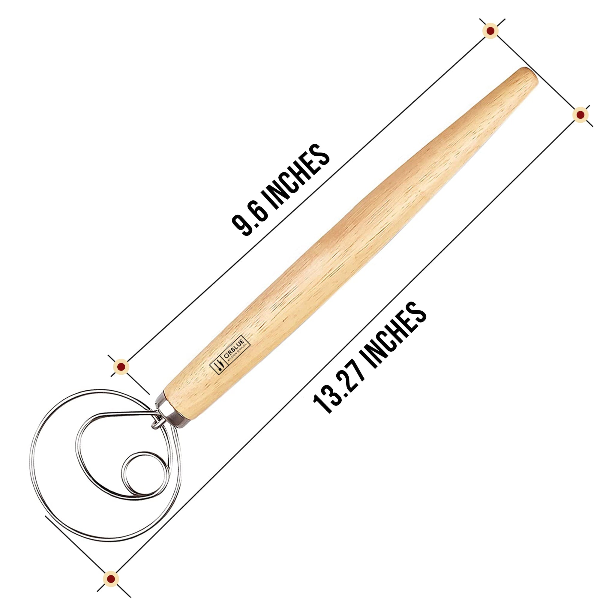 ORBLUE Premium Danish Dough Whisk - Dutch Whisk with Stainless Steel Ring - Danish Whisk for Bread, Pastry or Pizza D... - Image 4
