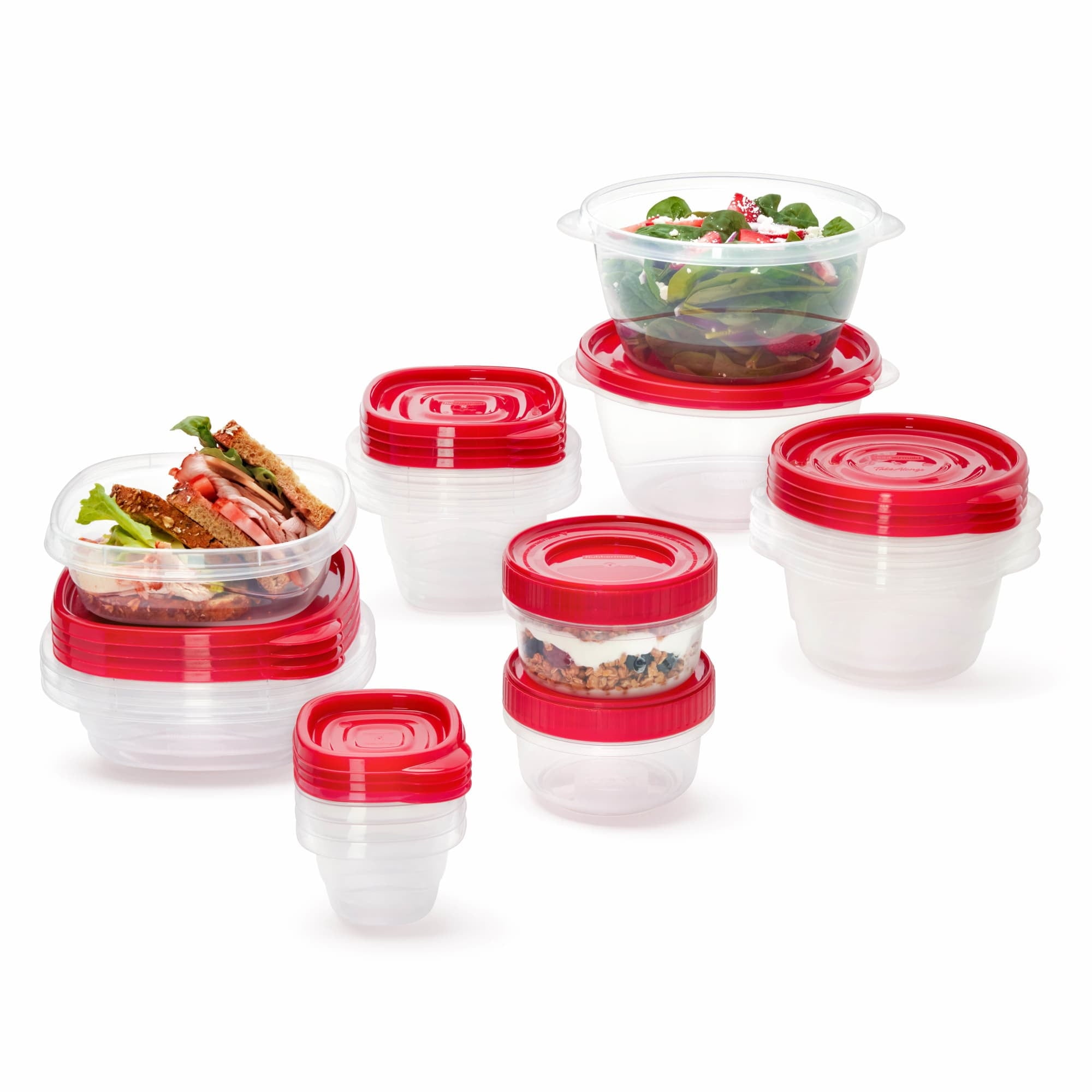 Rubbermaid TakeAlongs 40 Piece Food Storage Set, Red, Total of 12.6 Qts - Image 3