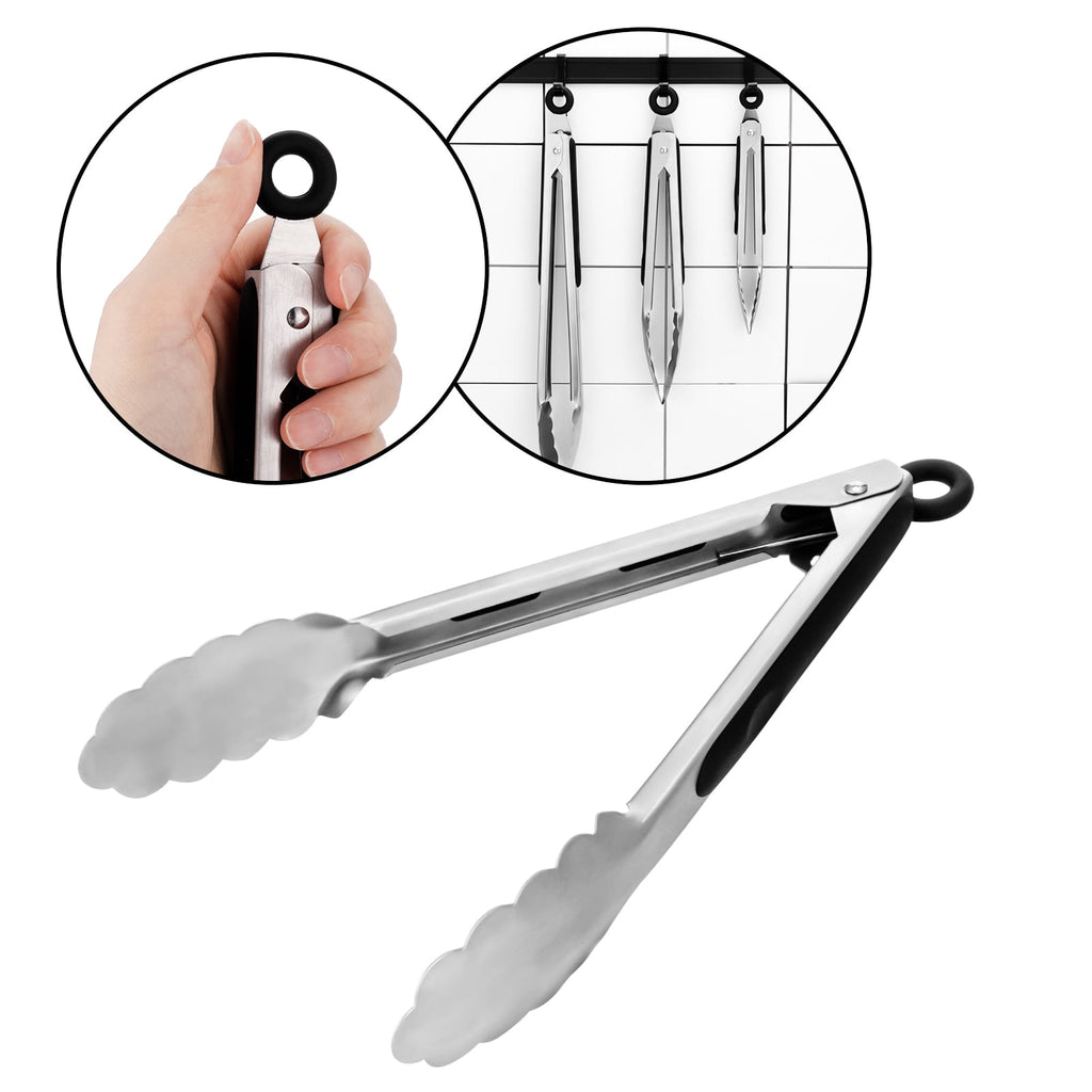 Abaima 3 Pcs Kitchen Tongs for Cooking,8'' 10'' 13'' Stainless Steel Serving Tongs Barbecue Tongs with Non-Slip Grip ... - Image 5