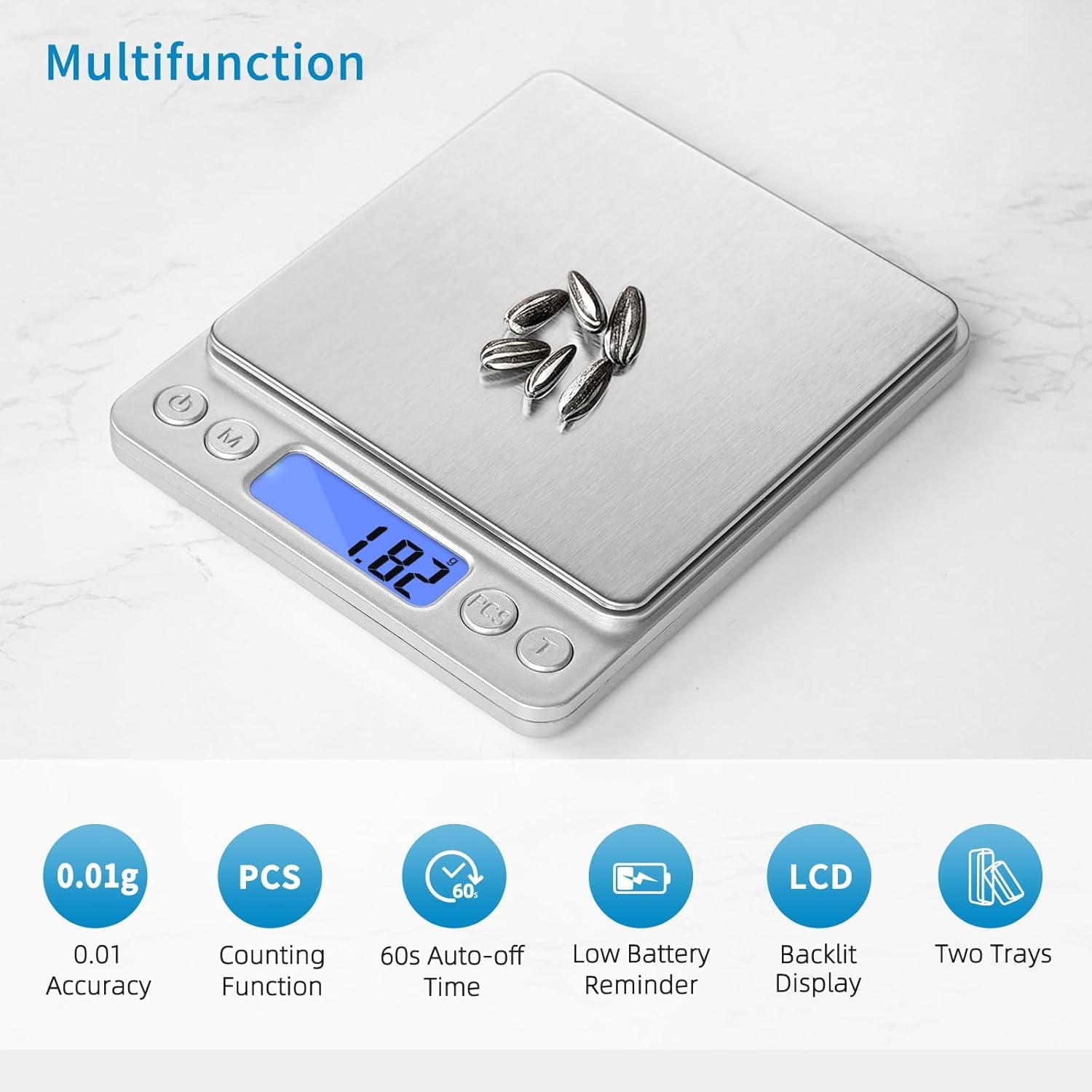Digital Kitchen Scale, Food Scale, 500g x 0.01g Gram Scale, Cooking Food Scale with LCD Display, Small Pocket Scale w... - Image 5