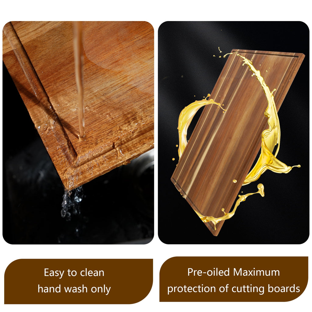 Sentsu 36x24 Extra Large Acacia Wood Cutting Boards with Juice Groove and Handles, 5XL Stove Top Cover Thick Heavy Du... - Image 6