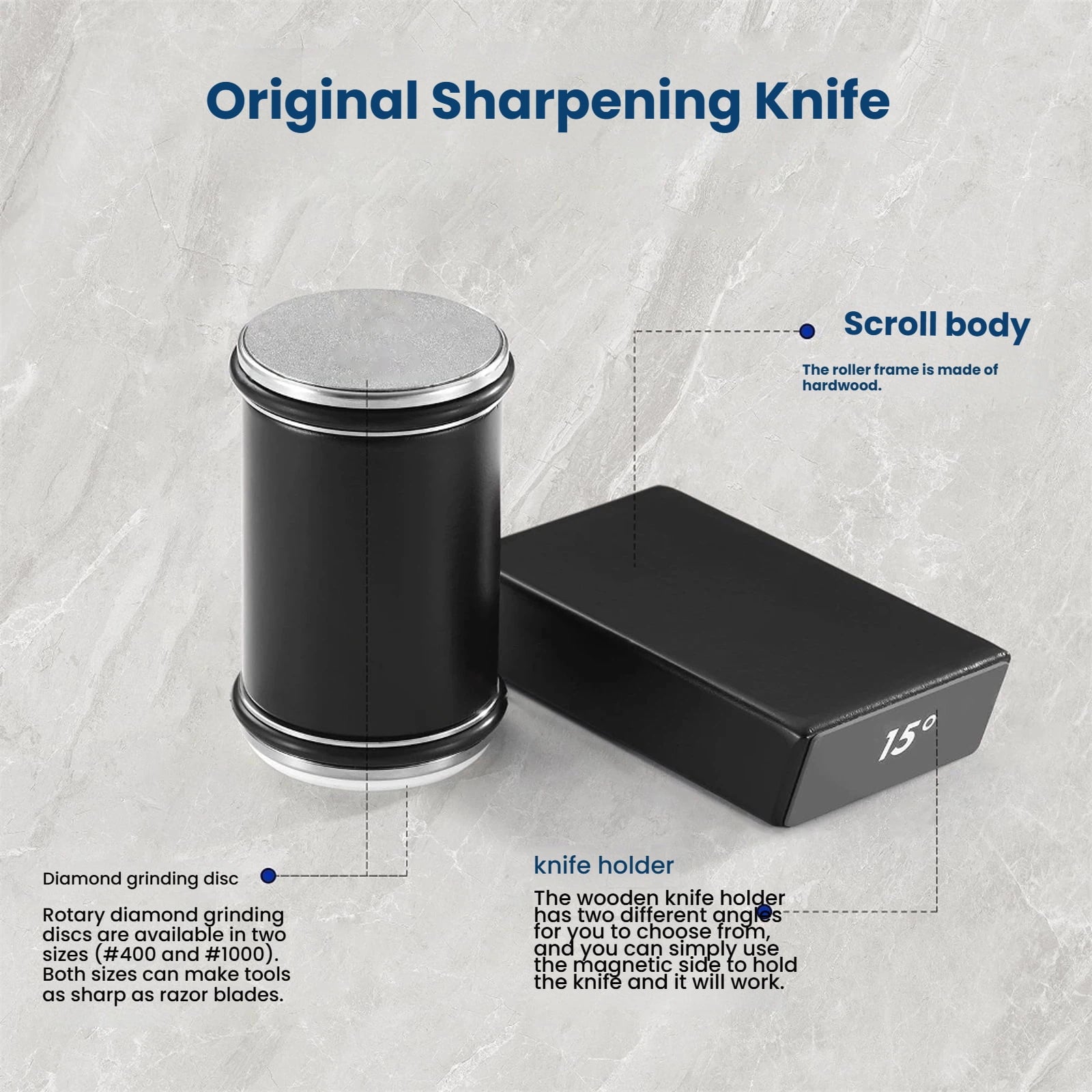 Rolling Knife Sharpener – 15° & 20° Precision Angle Sharpening System with Magnetic Guide for Professional Results - Image 4
