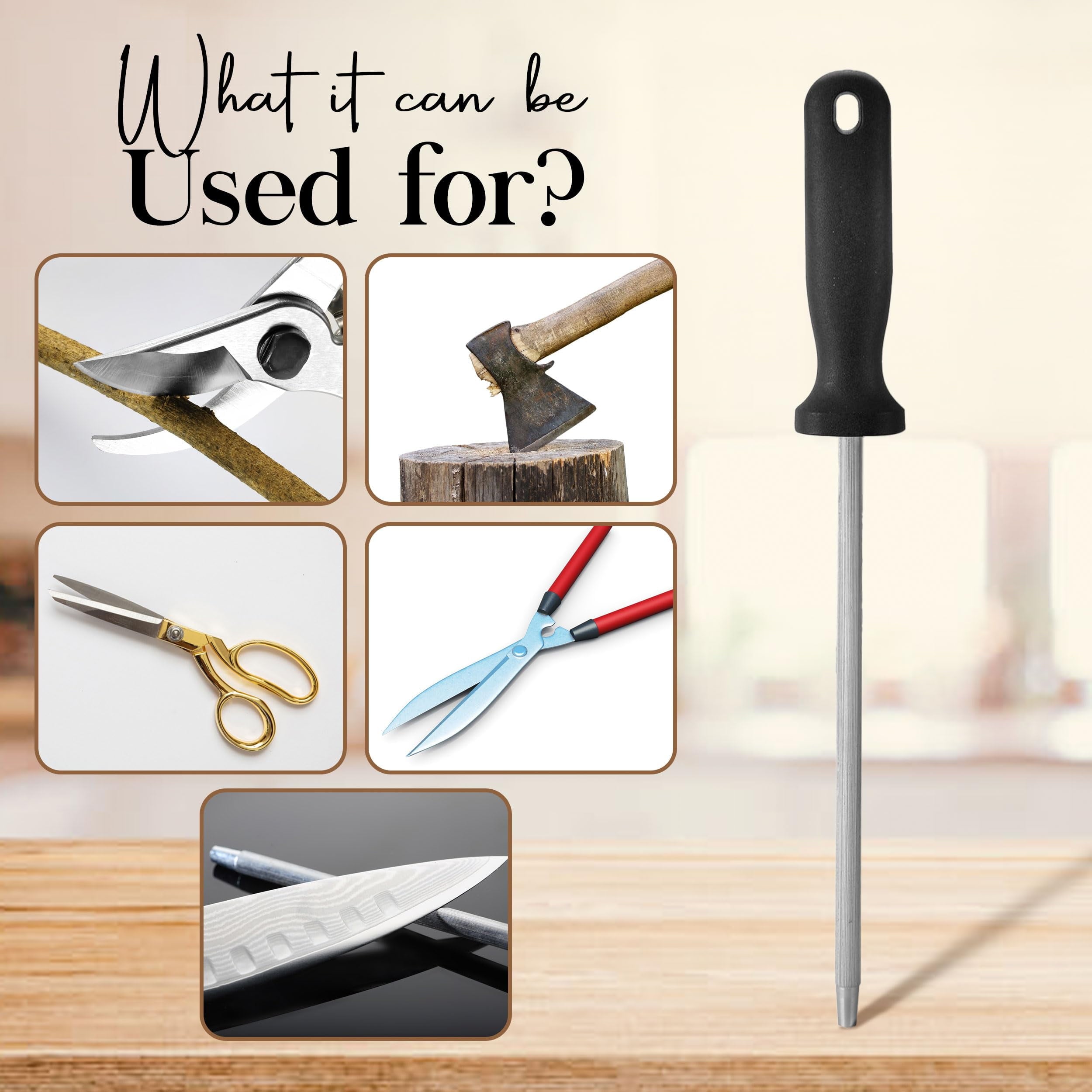Alpine Cuisine Tempered Steel Knife Sharpener 8 Inch with Ergonomic Handle, Professional Knife Sharpening Rod Sturdy ... - Image 3
