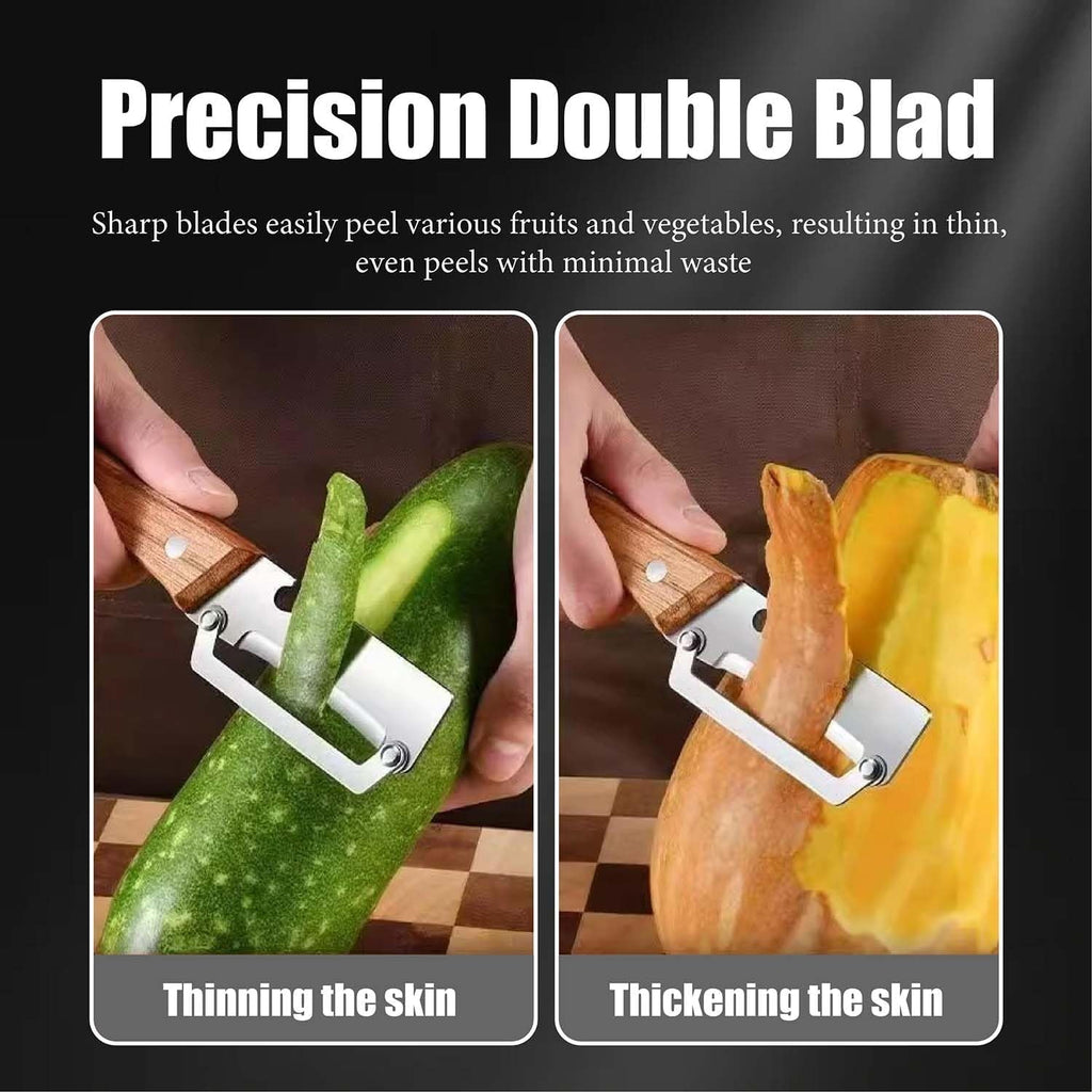 Multi-Functional Vegetable Peeler for Kitchen | Non-Slip Wooden Handle & Bottle Opener with Stainless Steel Blade for... - Image 4