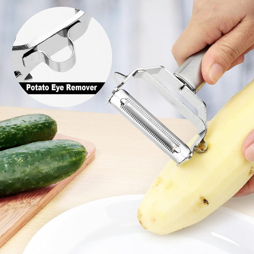 PrinChef Heavy Duty Vegetable Peeler, 3 in 1 Versatile Y Potato Peeler for Kitchen -Ultra Sharp Julienne Peeler with ... - Image 4