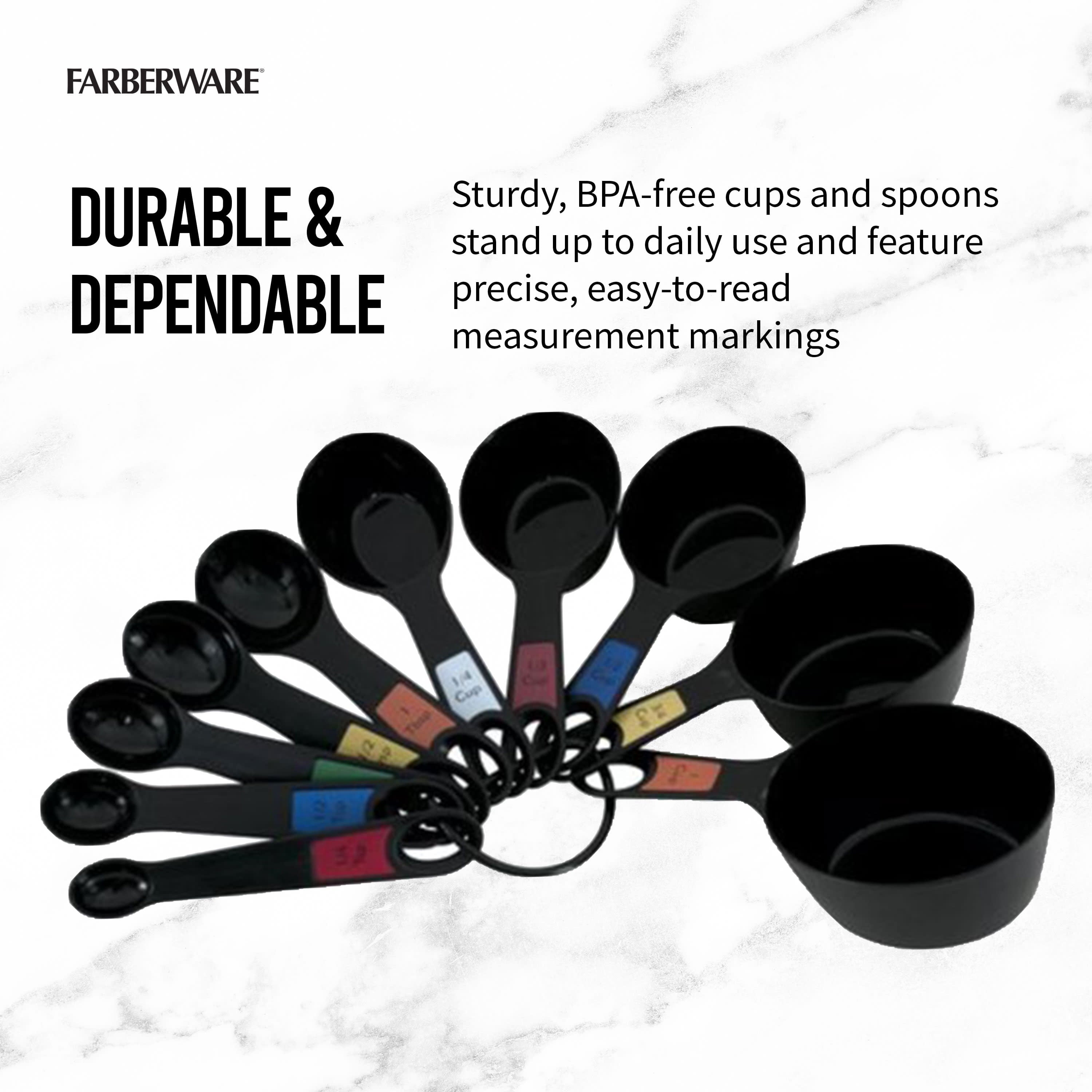 Professional 10 Piece Plastic Nesting Measuring Cup and Spoon Set Black - Image 4