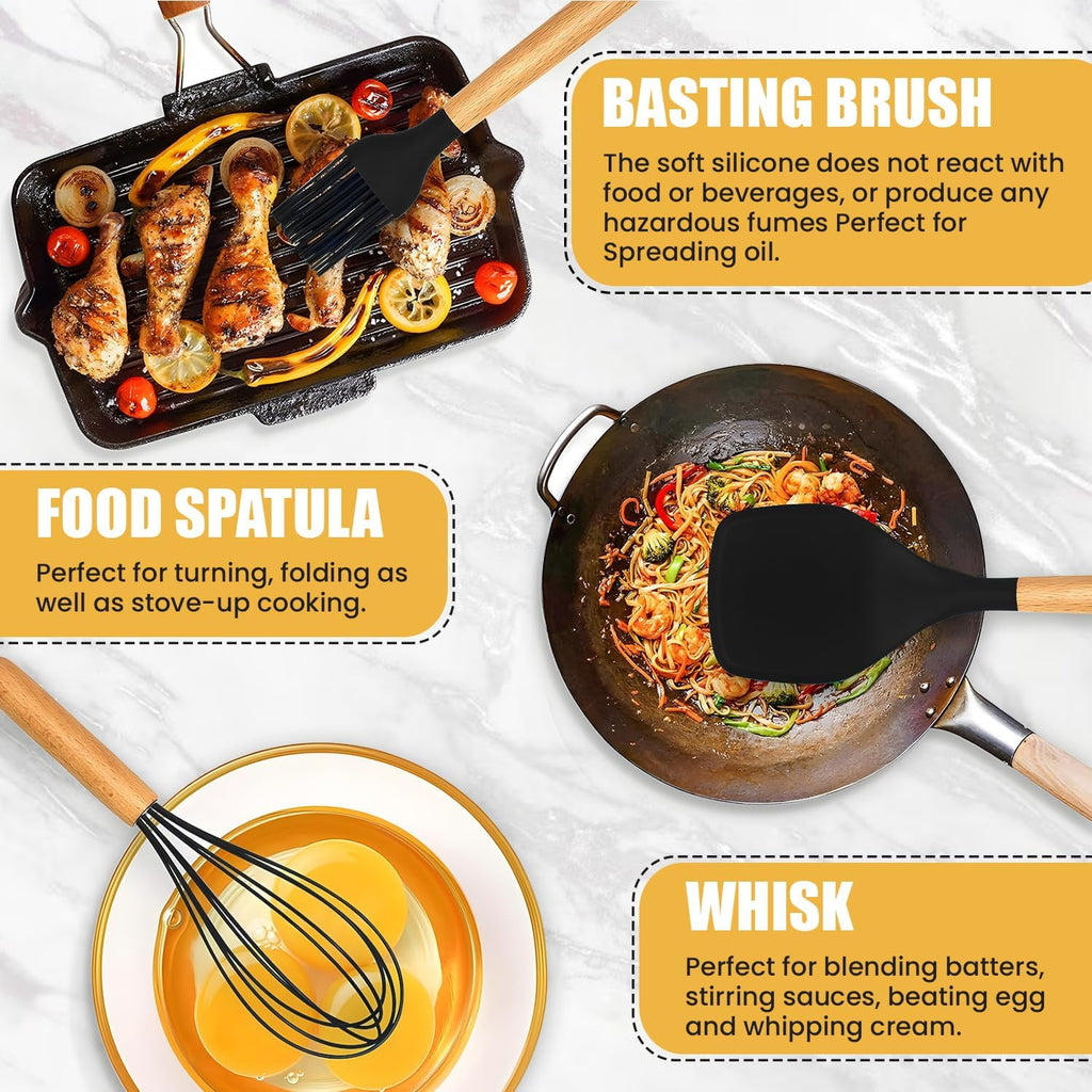 Kitchen Utensils Set- 19 Pcs Silicone Cooking Utensils Set for Nonstick Cookware-Silicone Spatulas Set, Kitchen Gadge... - Image 5