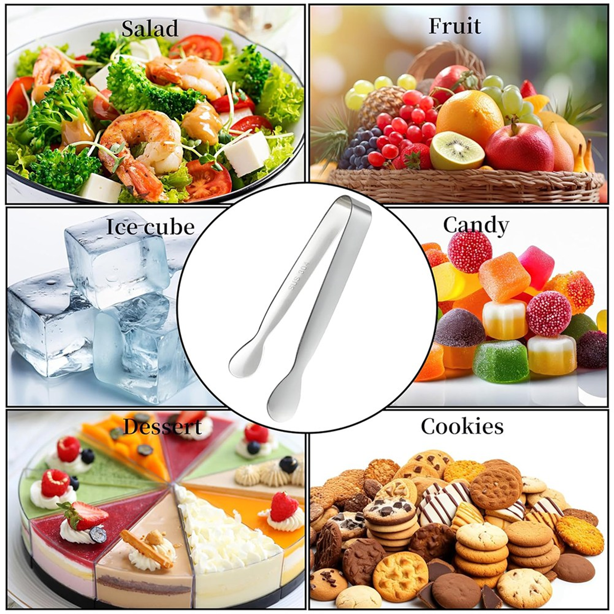 6PCS Mini Small Tiny Tongs, 4.25Inch Stainless Steel Small Tongs for Serving Food, Kitchen 304stainless Steel - Image 4