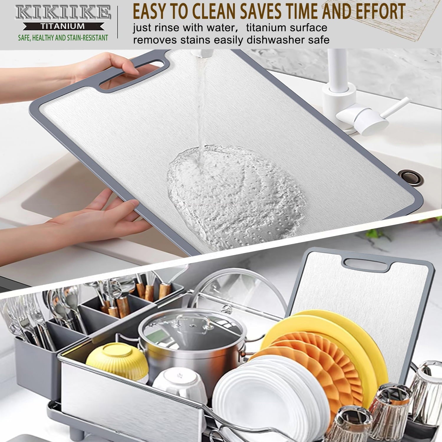 Titanium Cutting Board Double-sided non-slip silicone edging Pure Titanium Cutting Boards for Kitchen - Double-Sided ... - Image 4