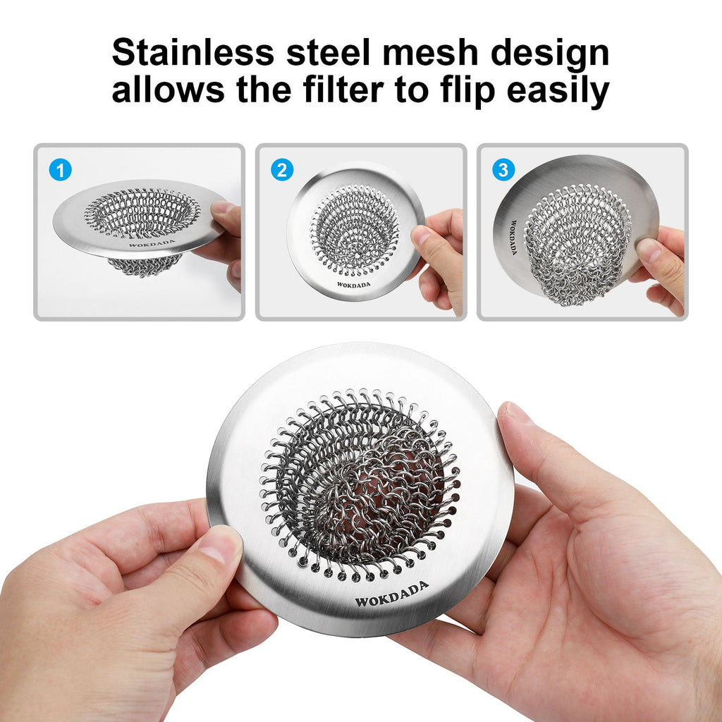 WOKDADA Revolutionary Kitchen Sink Strainer, Patented Reversible Chain Mesh, Effortless Cleaning & Food Catcher, No C... - Image 4