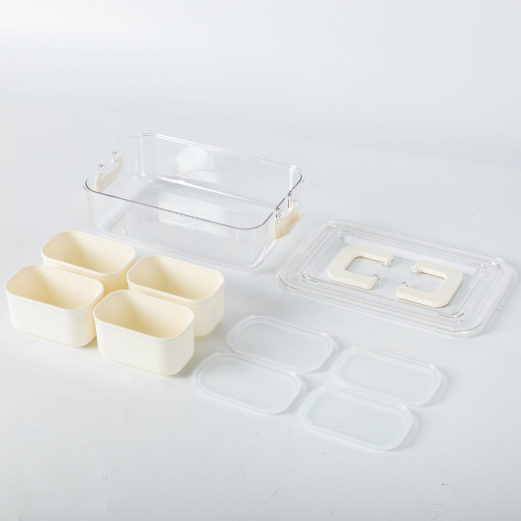 Mainstays Snackle Box, Lunch & Snack Container with lids, Plastic, Mini, 4 Compartment , White, Made for Portable Foo... - Image 4